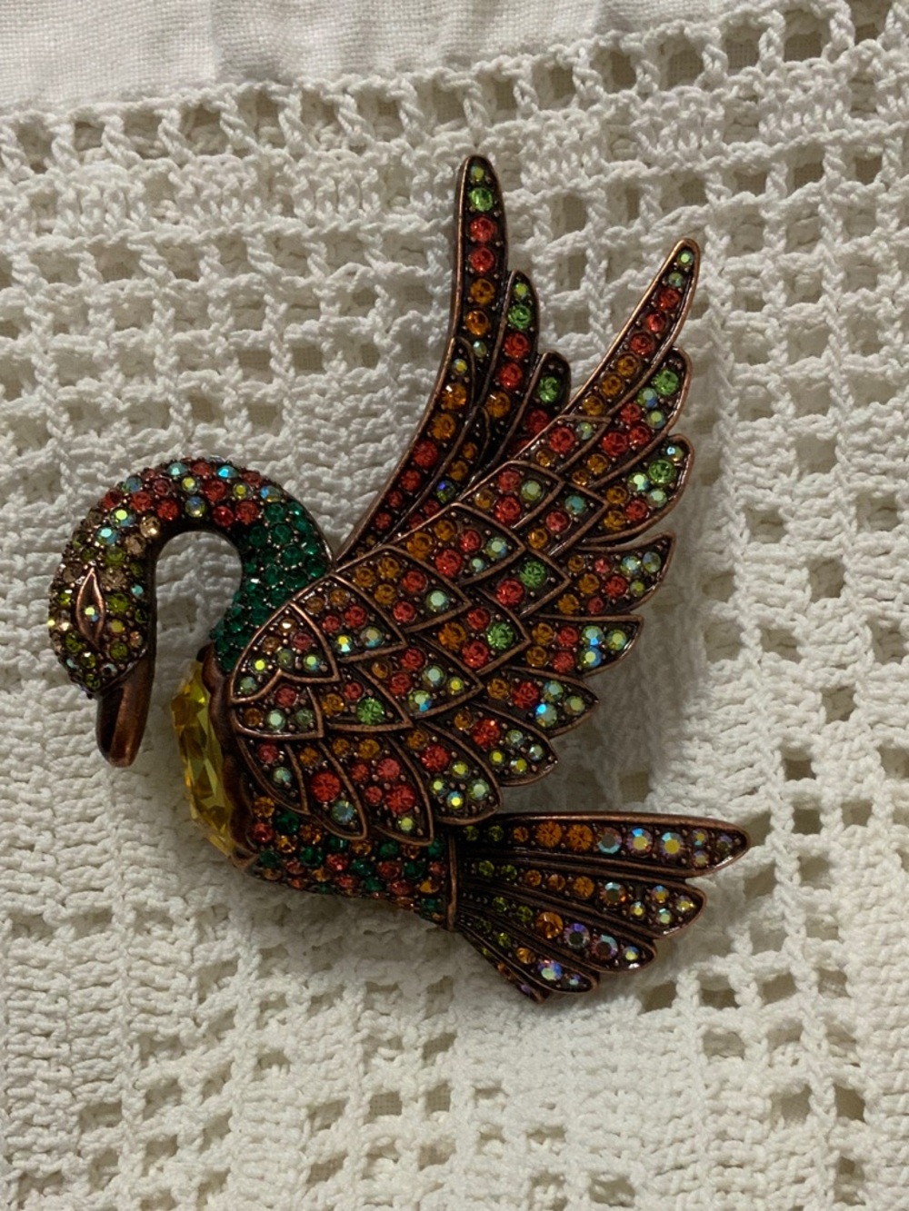 Joan Rivers Copper-Tone Swan Pin